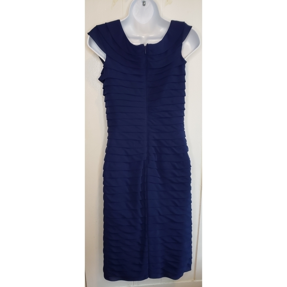 Adrianna Papell Navy Blue Sleeveless Tiered Mini Shift Dress - Picture 6 of 11
